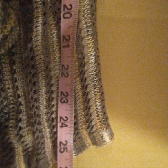 Nic +Zoe Crochet Gold And Taupe Y2K Cardigan With Tie Front - Picture 7 of 11